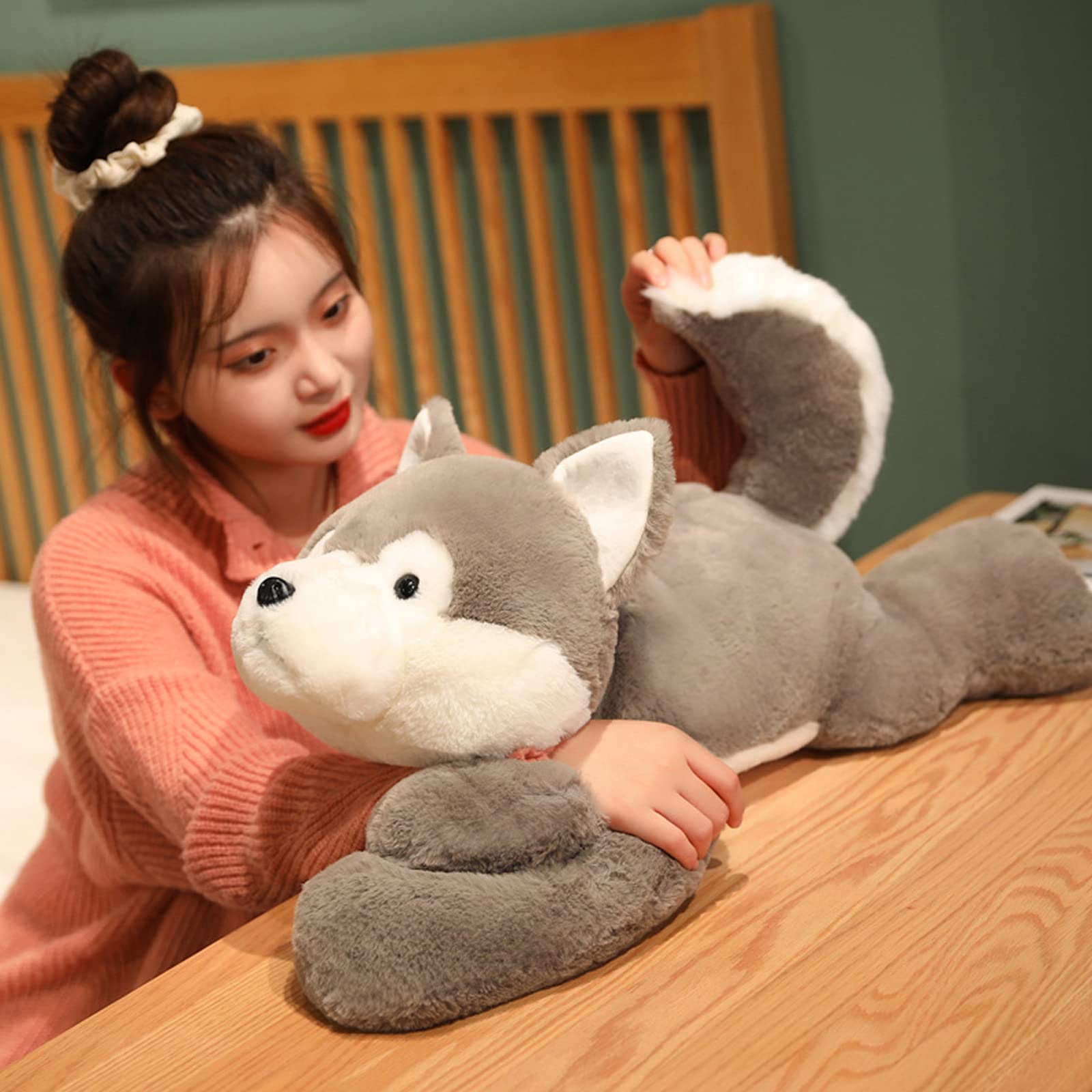 Ronivia Weighted Stuffed Animals, 29.5' 6.2Lbs Weighted Husky Stuffed Animal Toy Cute Huskies Plush Pillow Weighted Plush Anima