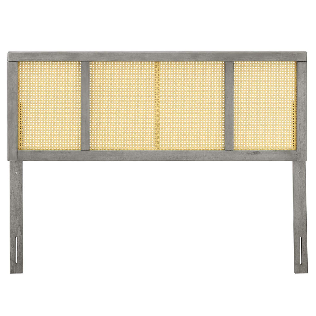 Modway Delmare Cane Woven Rattan Headboard, Full, Gray