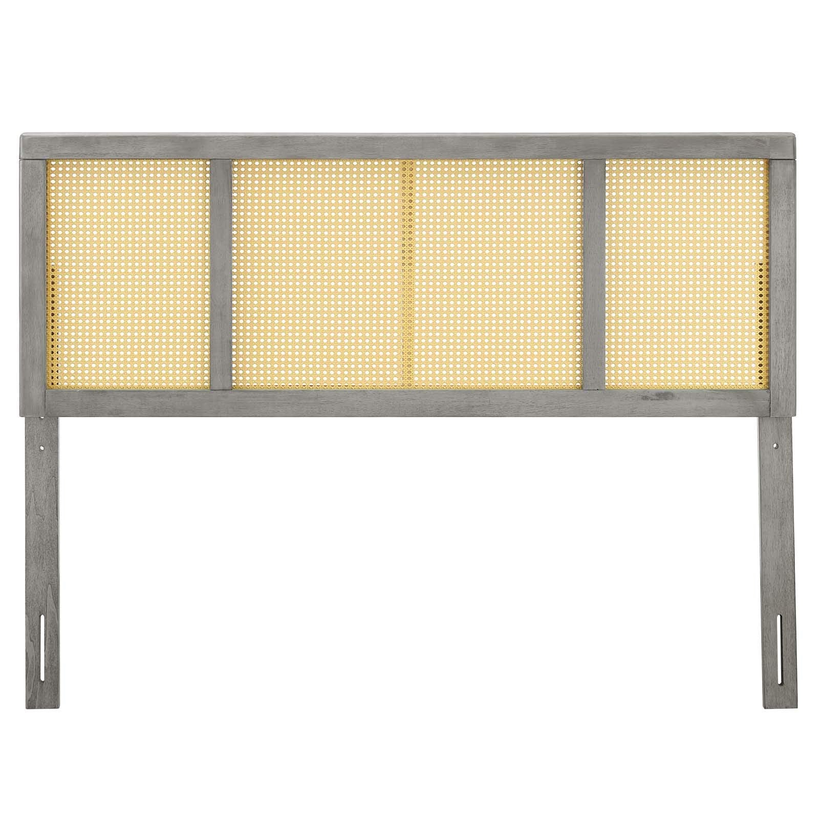 Modway Delmare Cane Woven Rattan Headboard, Full, Gray