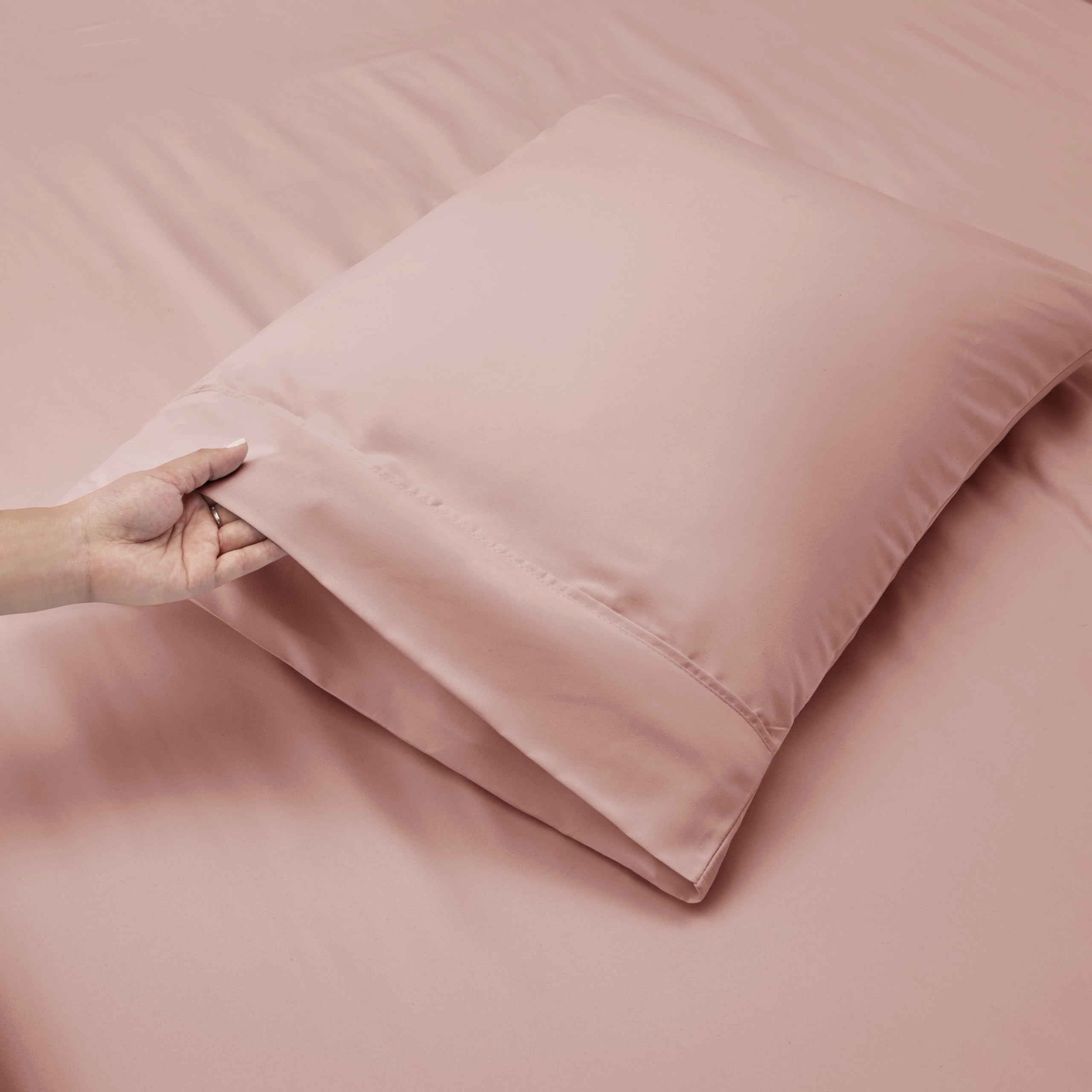 Nestl Extra Deep Pocket Sheets - Fits Mattress 18-24 Inches Deep, Extra Deep Pocket Queen Sheets Sets, 4 Piece Queen Size Sheets, Queen Sheets Deep Pocket, Peach Beige