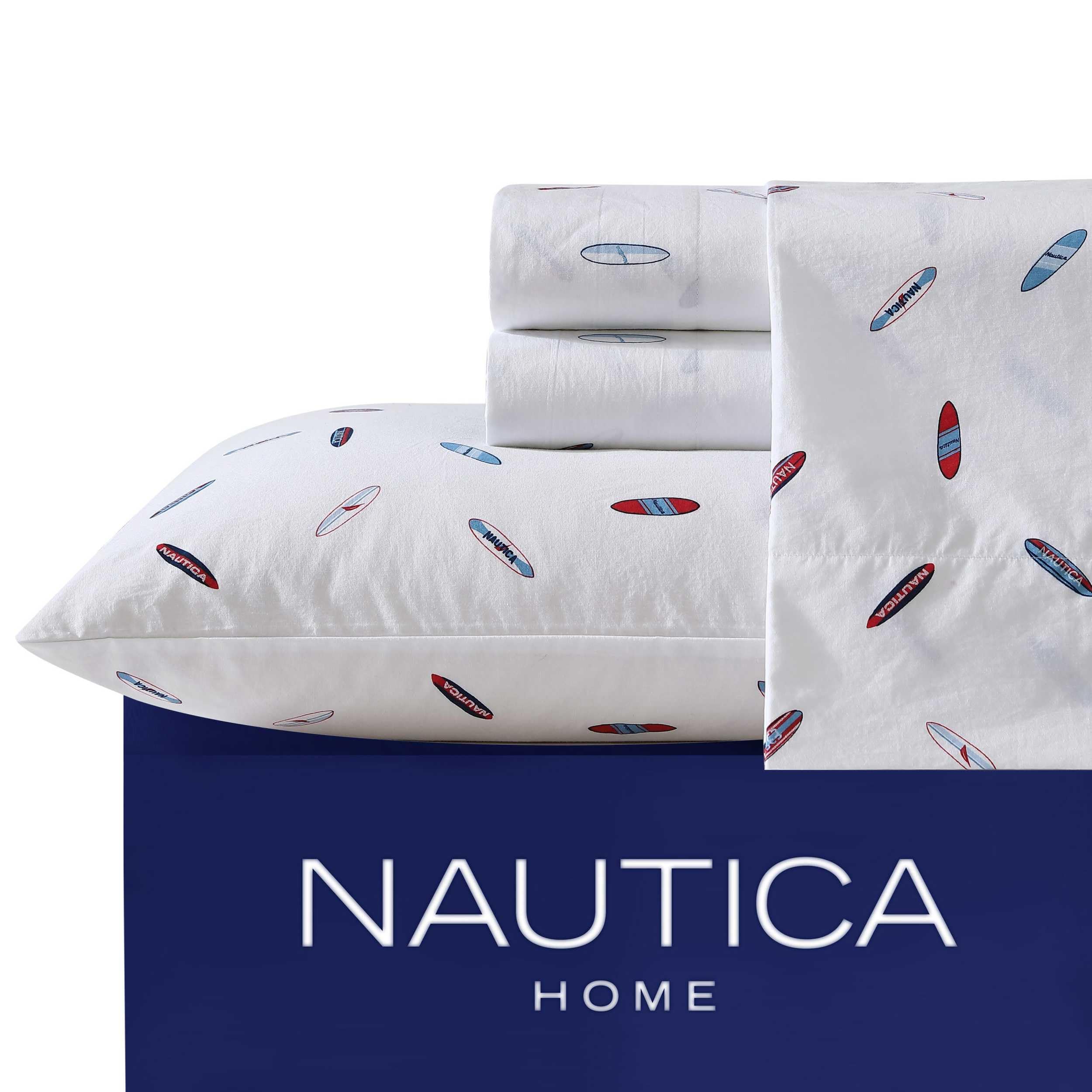Nautica - King Sheets, Cotton Percale Bedding Set, Casual Home Decor (High Surf Navy, King)