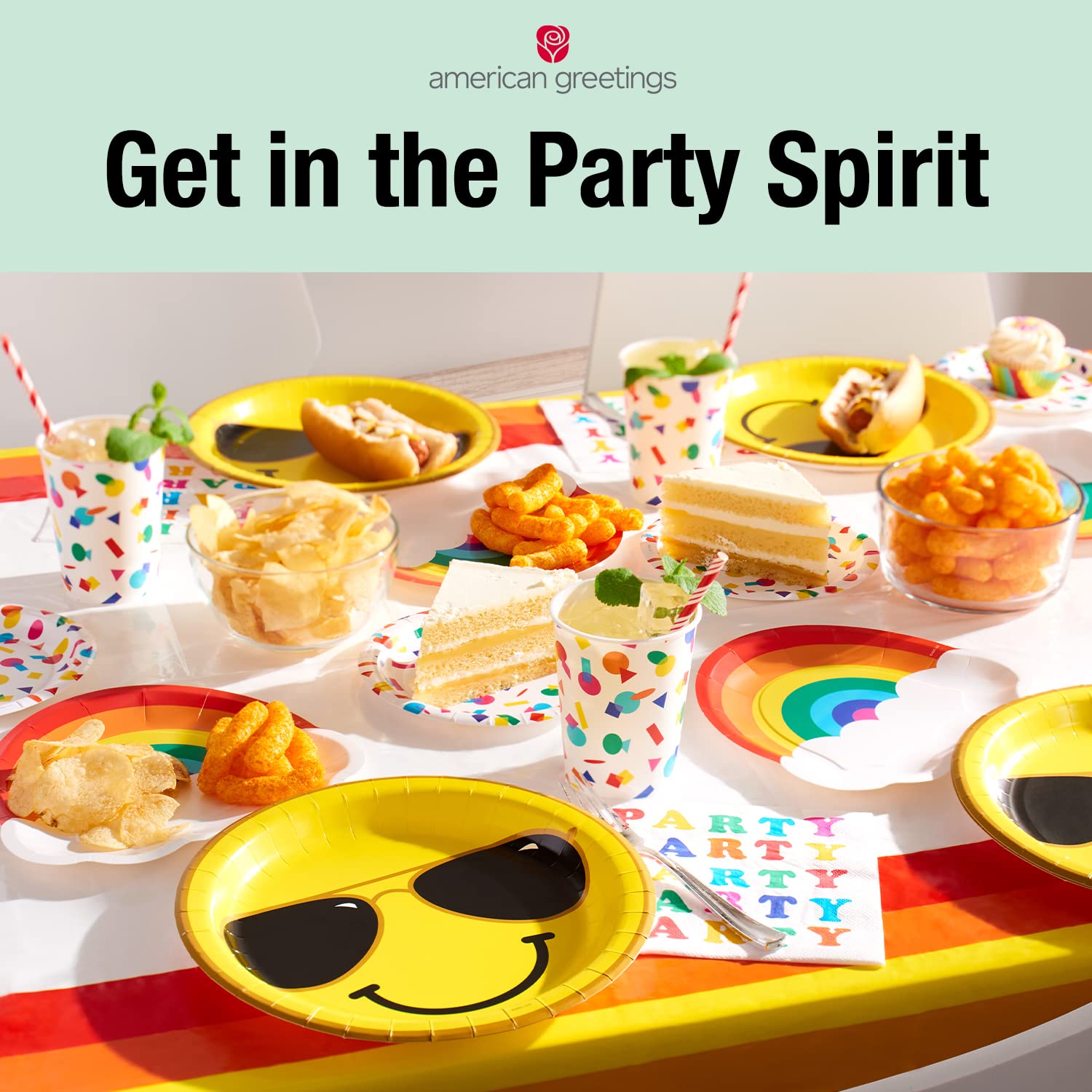 American Greetings Confetti Birthday Party Supplies, 16 Oz. Reusable Plastic Cups (8-Count)