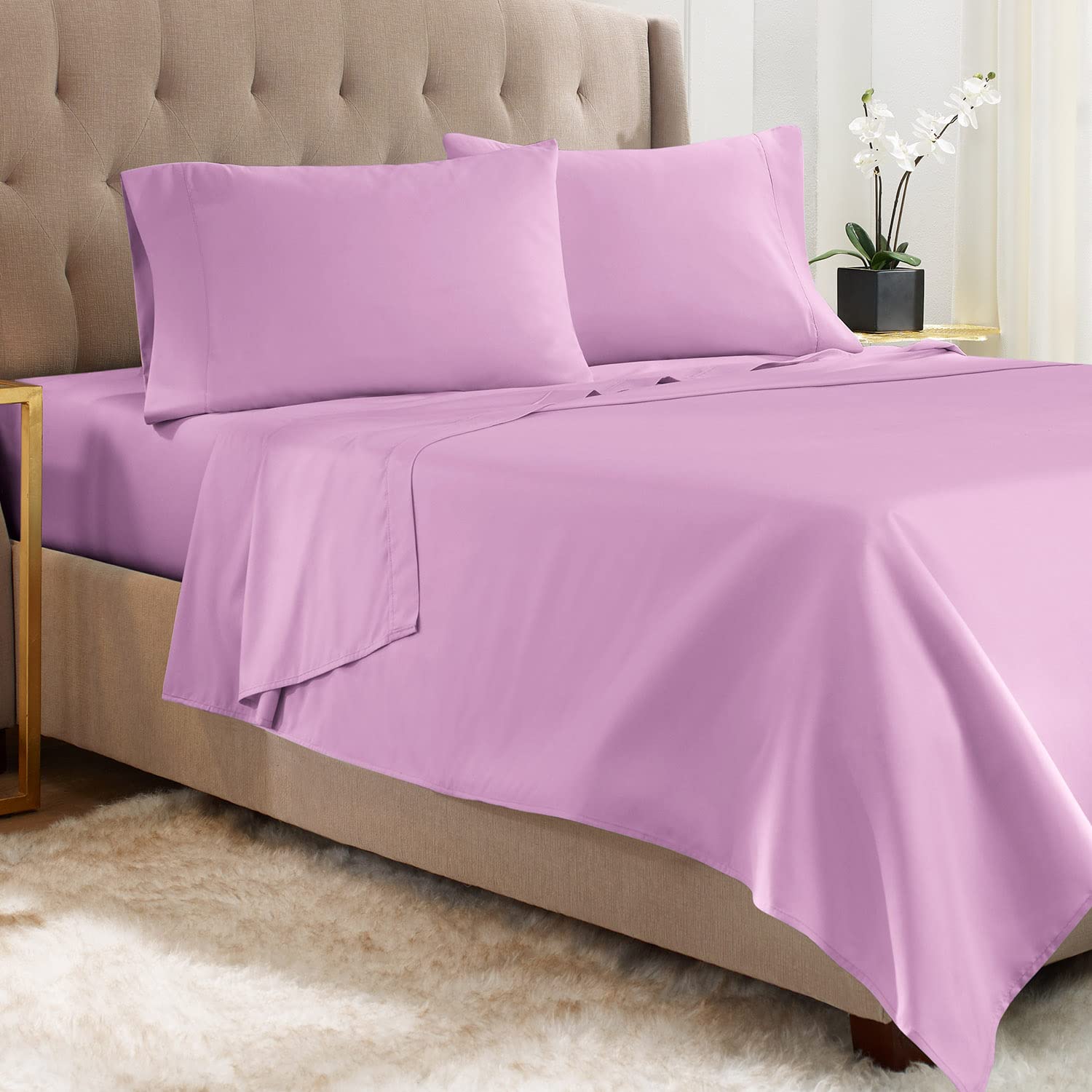 Empyrean Queen Sheets - 4 Pc Super Soft Bed Sheets Queen Size - Double Brushed Microfiber Queen Size Sheets - Hotel Luxury Laven