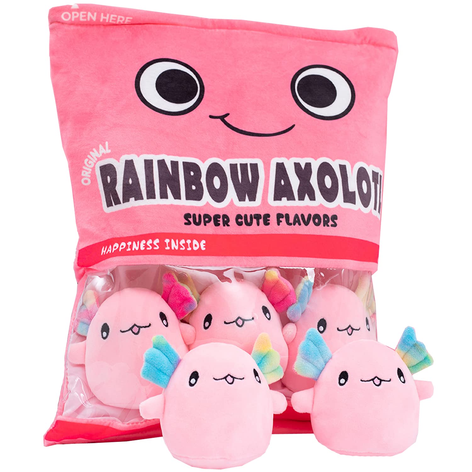 REFAHB Cute Axolotl Plush Toy, Removable Salamander Animal Stuffed Plush Pillow, Kawaii Plush Cushion Toy Game for Kids, Girls, 
