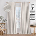 Miulee 100% Blackout Linen Curtains 108 Inches Long 2 Panels Back Tab Black Out Window Treatments Drapes For Bedroom Living Room Thermal Insulated Room Darkening Rod Pocket, Beige, 2 Panels