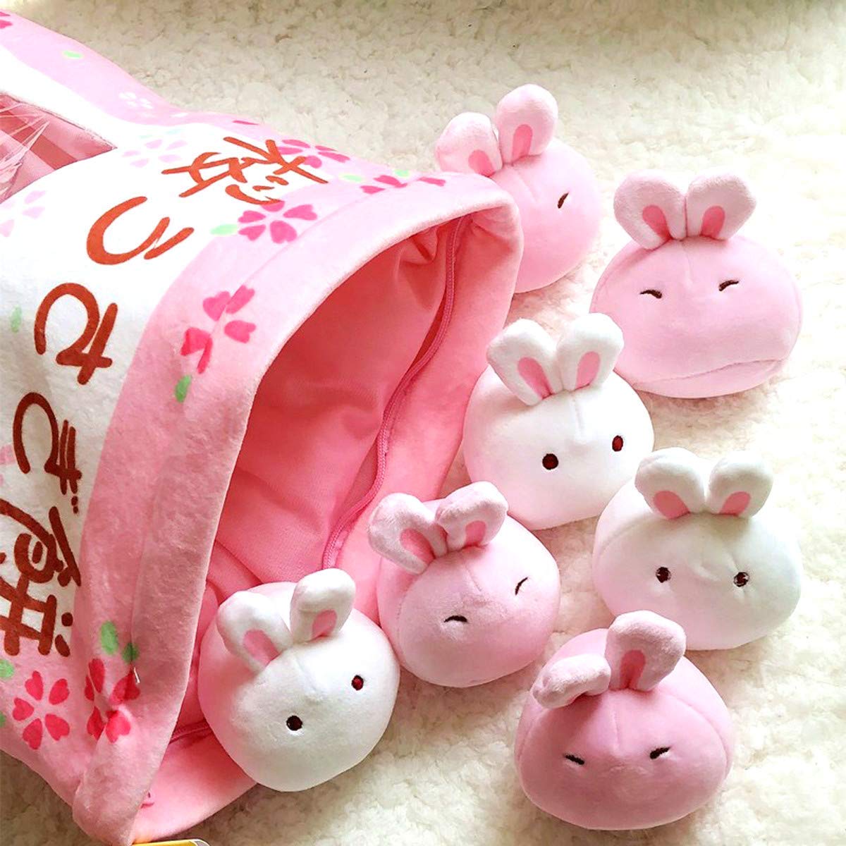 Nenalayo Cute Throw Pillow Stuffed Animal Toys Removable Fluffy Bunnies Creative Gifts For Teens Girls Kids