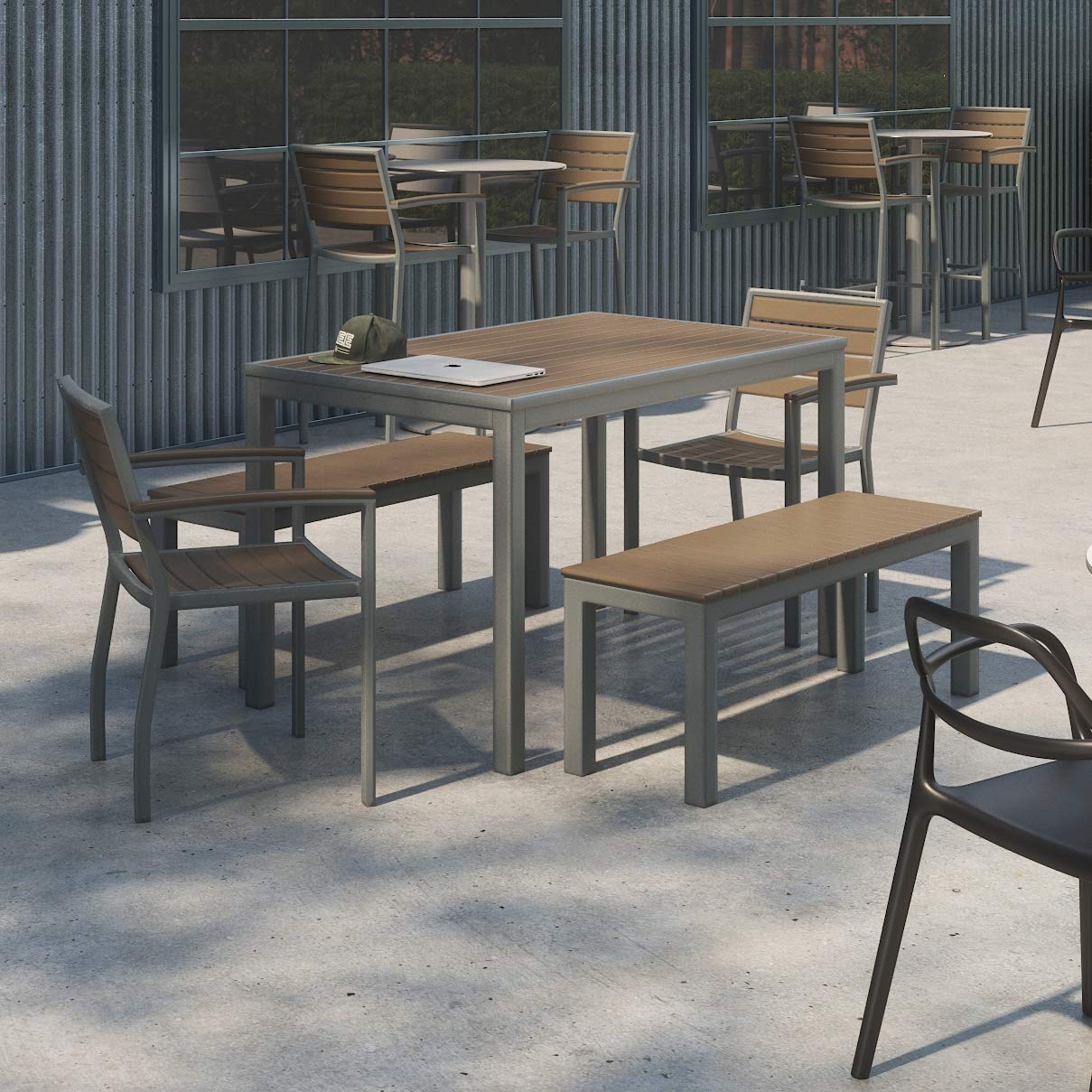 Olio Designs Series Ivy Rectangle Patio Table, Mocha/Silver