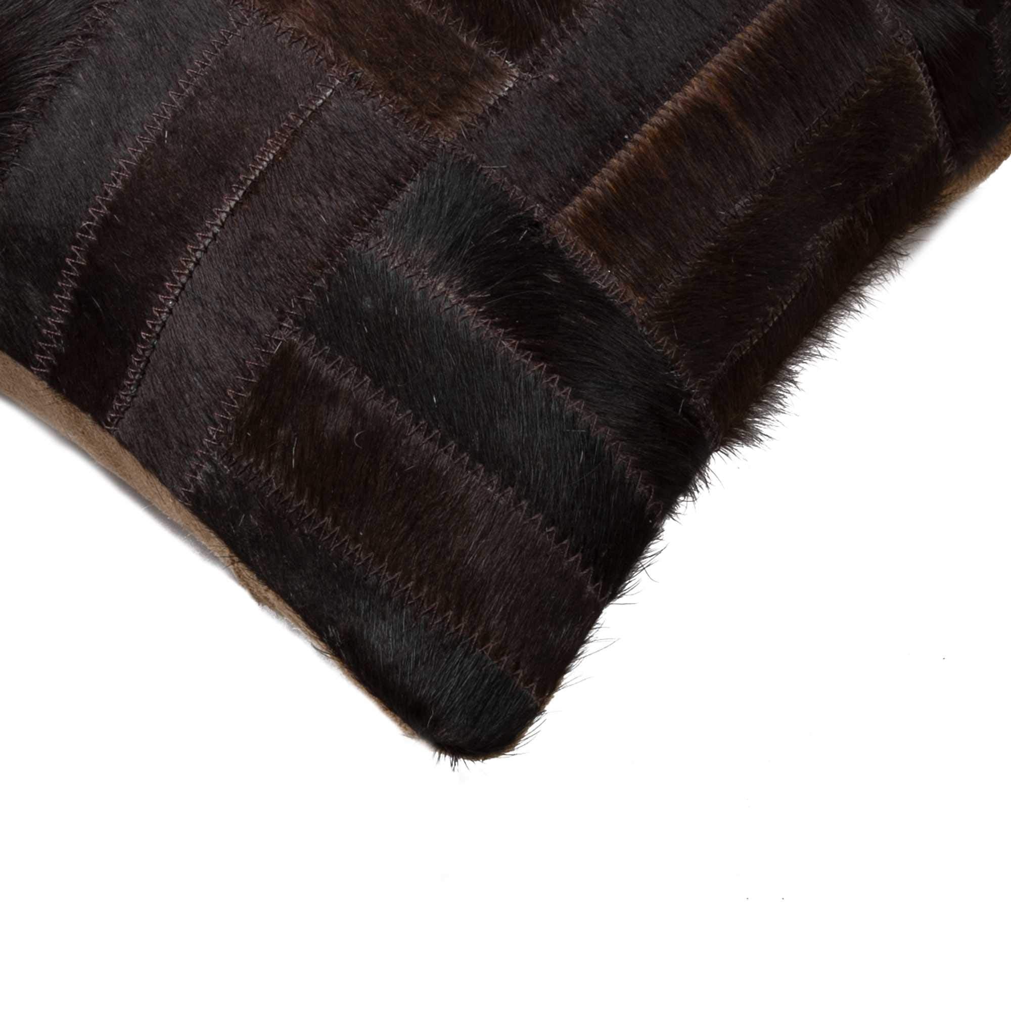 HomeRoots Cowhide, Microsuede, Polyfill 12' X 20' X 5' Chocolate Cowhide Pillow