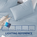 Cathay Home Essentials Ultra Soft Hypoallergenic Wrinkle Resistant Double Brushed Microfiber Bedding Sheet Set, Blue Fog, Full