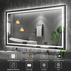 Amorho 60''X 30'' Led Bathroom Mirror Framed, Front Light And Backlit, Stepless Dimmable, Anti-Fog, Shatter-Proof, Memory, 3 Col