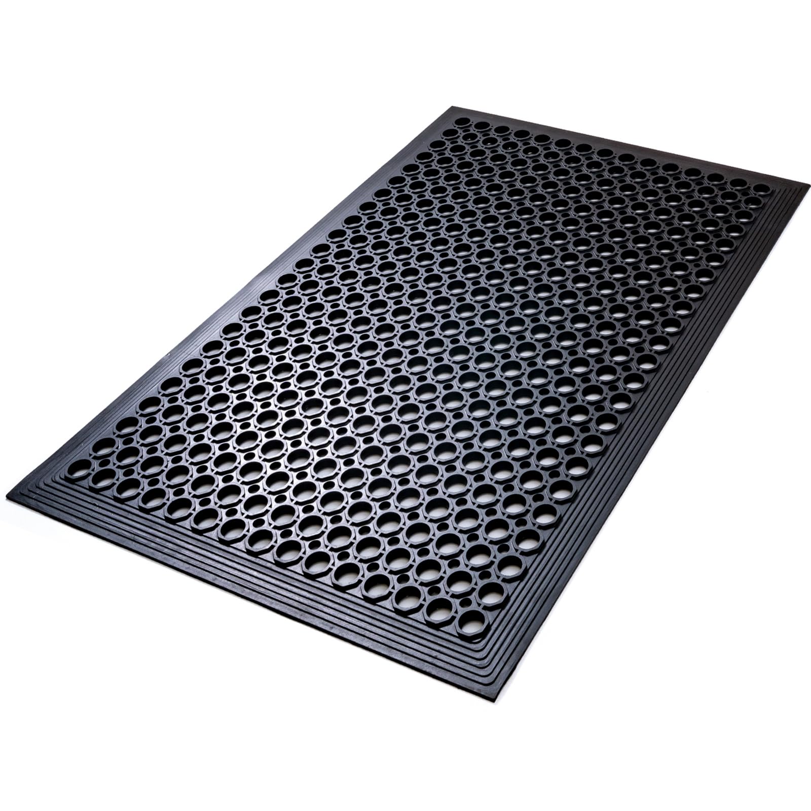Rubber Outdoor Floor Mats Restaurant Kitchen Anti Fatigue Rubber Drainage Floor Mat Durable Non Slip Bar Floor Mats Used For Indoor Outdoor Wet Area 24' X 36' Black
