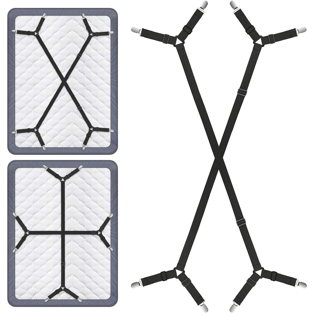 Bed Sheet Fasteners, Adjustable Triangle Elastic Suspenders Gripper Holder Straps Clip for Bed Sheets, Mattress Covers, Sofa Cus