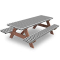 KENOBEE 8ft Picnic Table and Bench Fitted Tablecloth Cover, 96x30 Flannel Backing Elastic Edge Waterproof Wipeable Plastic Cover