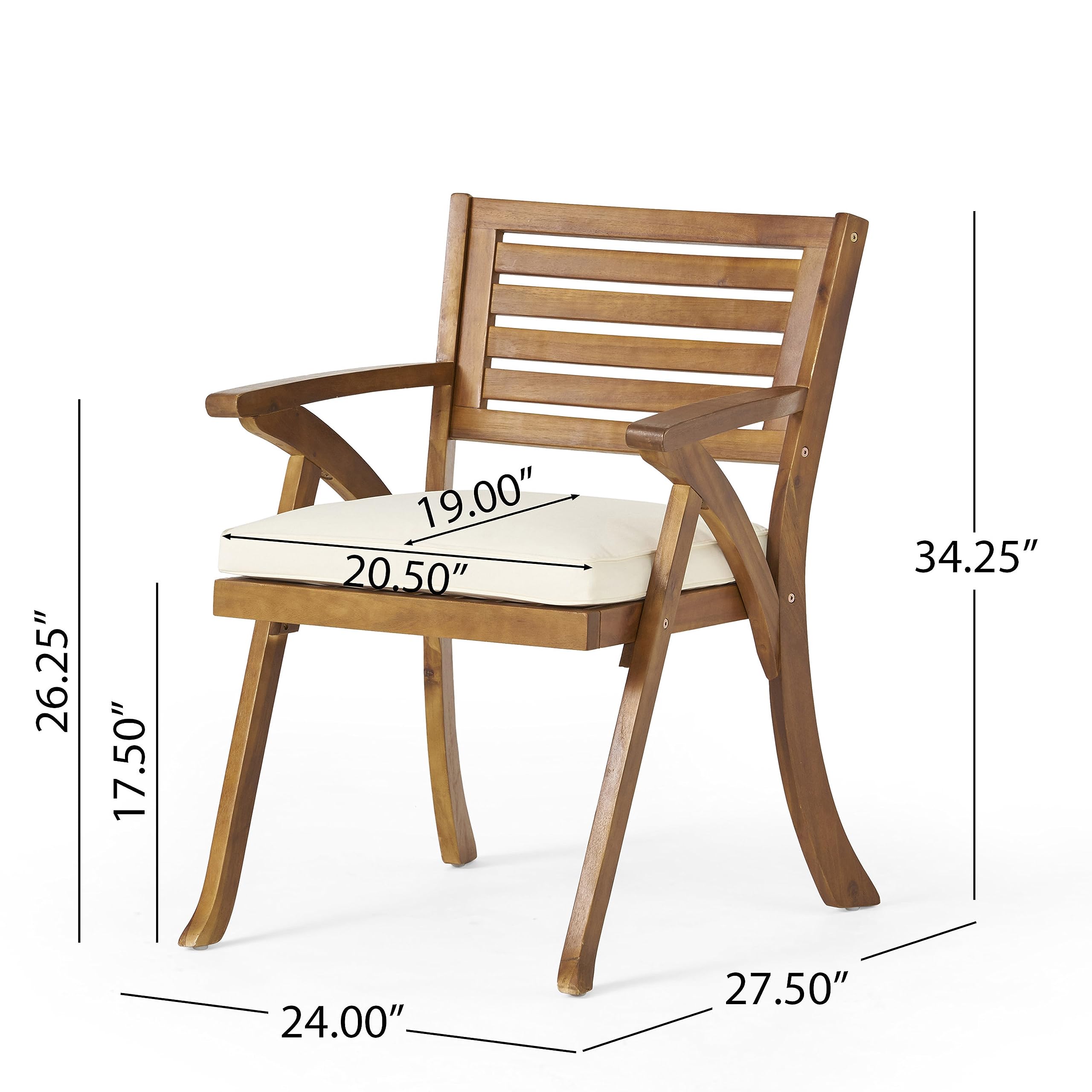 Christopher Knight Home Hermosa Acacia Wood Dining Set, 5-Pcs Set, Teak Finish