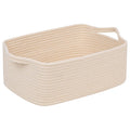 CubesLand Rectangular Cotton Rope Basket, 14x10x5 Inches, Beige, Nursery Storage Bin
