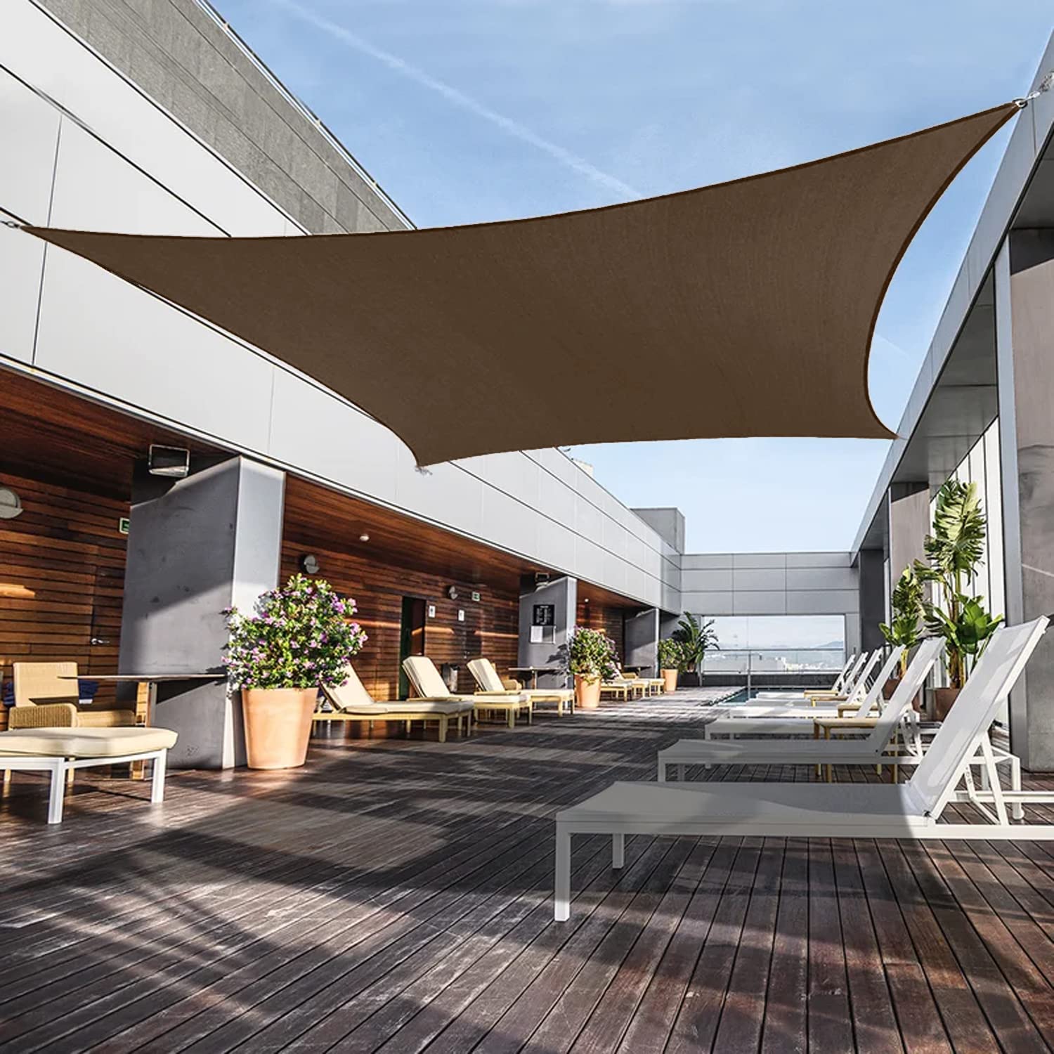 Awnpro 4' X 4' Shade Sails 180Gsm Rectangular Shade Sails Sun Rays Blocking Patio Garden Outdoor Facilities Brown