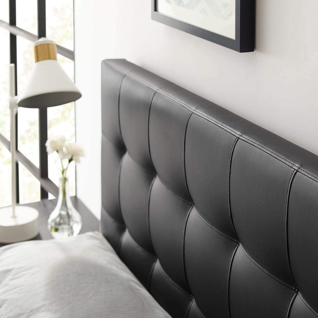 Modway Lily Tufted Faux Leather Upholstered Full Headboard in Black