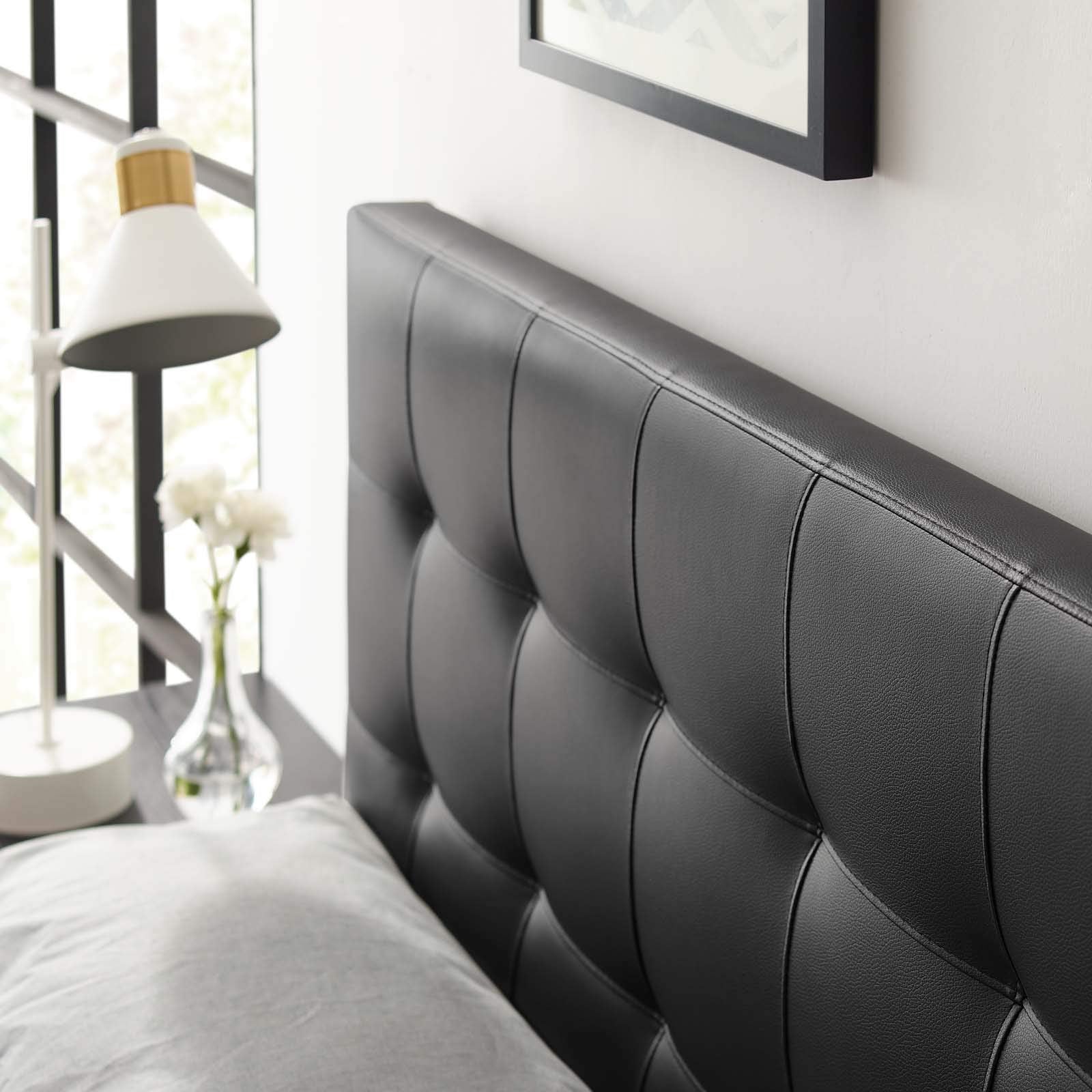 Modway Lily Tufted Faux Leather Upholstered Full Headboard in Black