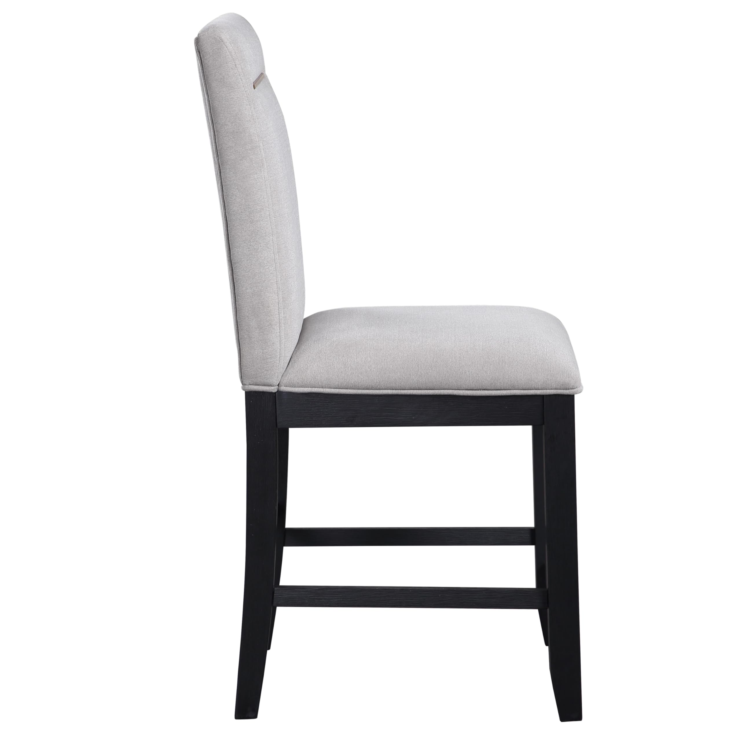 Steve Silver Furniture Yves 7PC Counter Table Set, 64-78" Table w/ 6 Yves Counter Chairs, Storage Pedestal Base, 3 Shelves, Dining Room, 64" L x 42" W x 36" H, Black, Gray