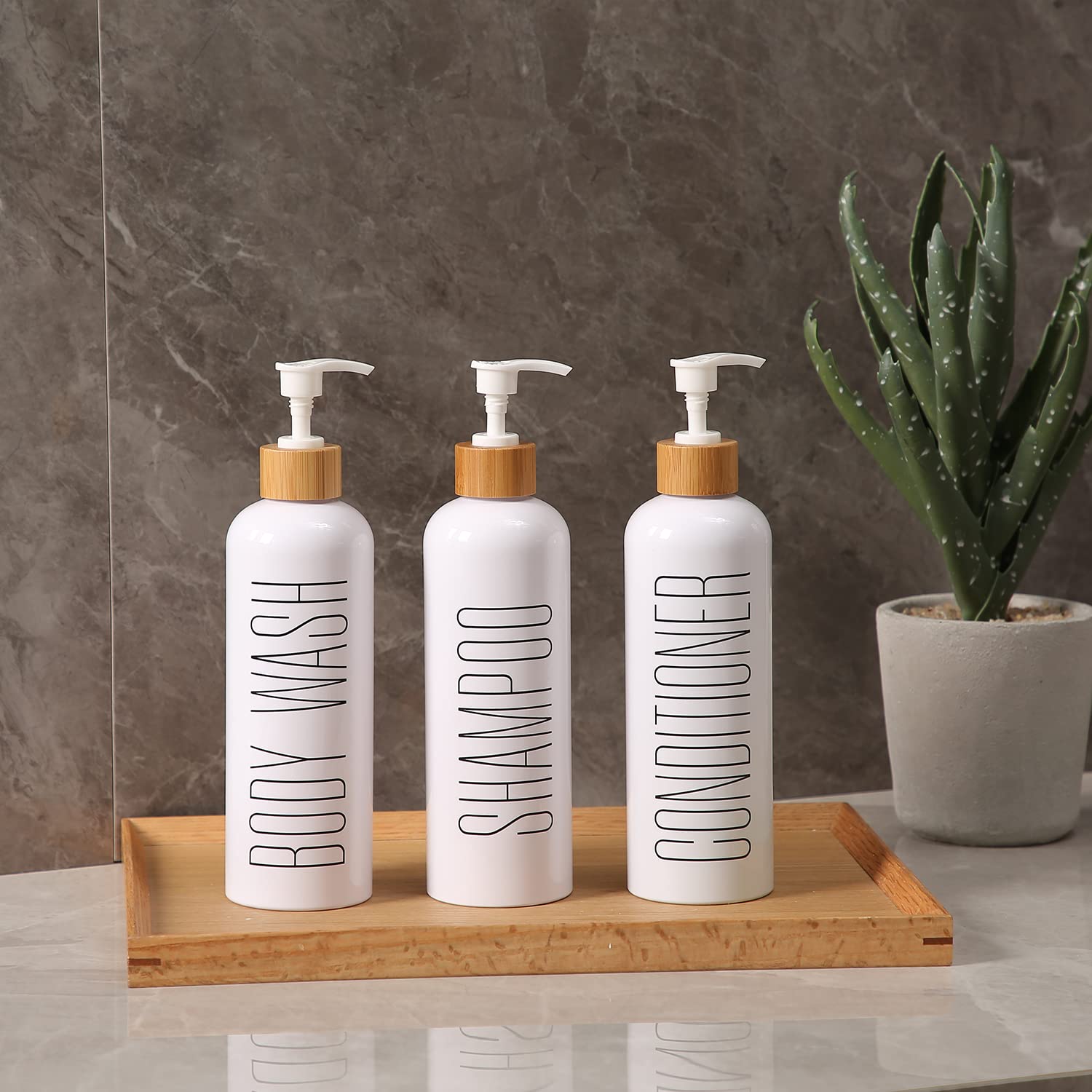 Homcdaly Shampoo And Conditioner Dispenser, 16Oz 3-Pack Refillable Shampoo And Conditioner Bottles, Empty Shampoo Bottles Refill