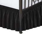 Biscaynebay Wrap Around Bed Skirts With Split Corners For Queen Beds 14' Drop, Black Elastic Dust Ruffles Easy Fit Wrinkle & Fade Resistant Silky Luxurious Fabric Solid Machine Washable