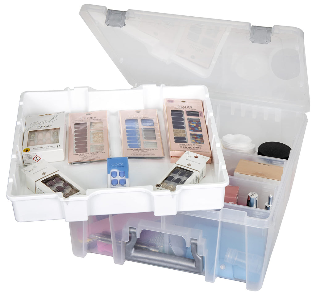 AB Designs 6899ABD Super Satchel Double Deep with Lift-Out Tray and Removable Dividers, Stackable Home Storage Organization Cont