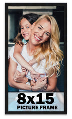 8x15 Frame Black Picture Frame - Complete Modern Photo Frame Includes UV Acrylic Shatter Guard Front, Acid Free Foam Backing Boa