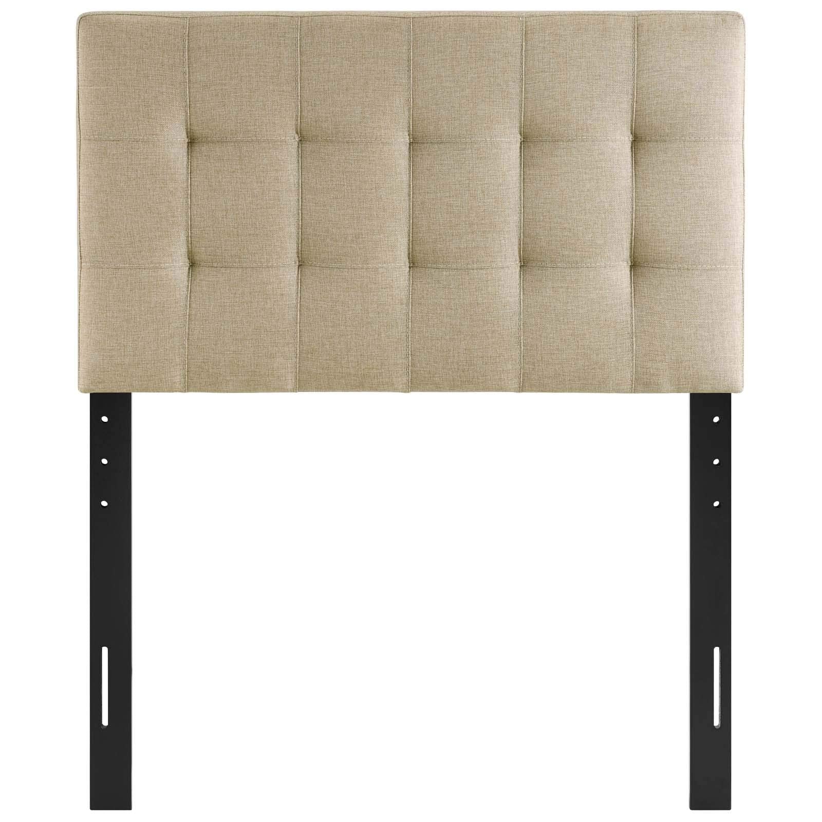 Modway Lily Tufted Linen Fabric Upholstered Twin Headboard in Beige