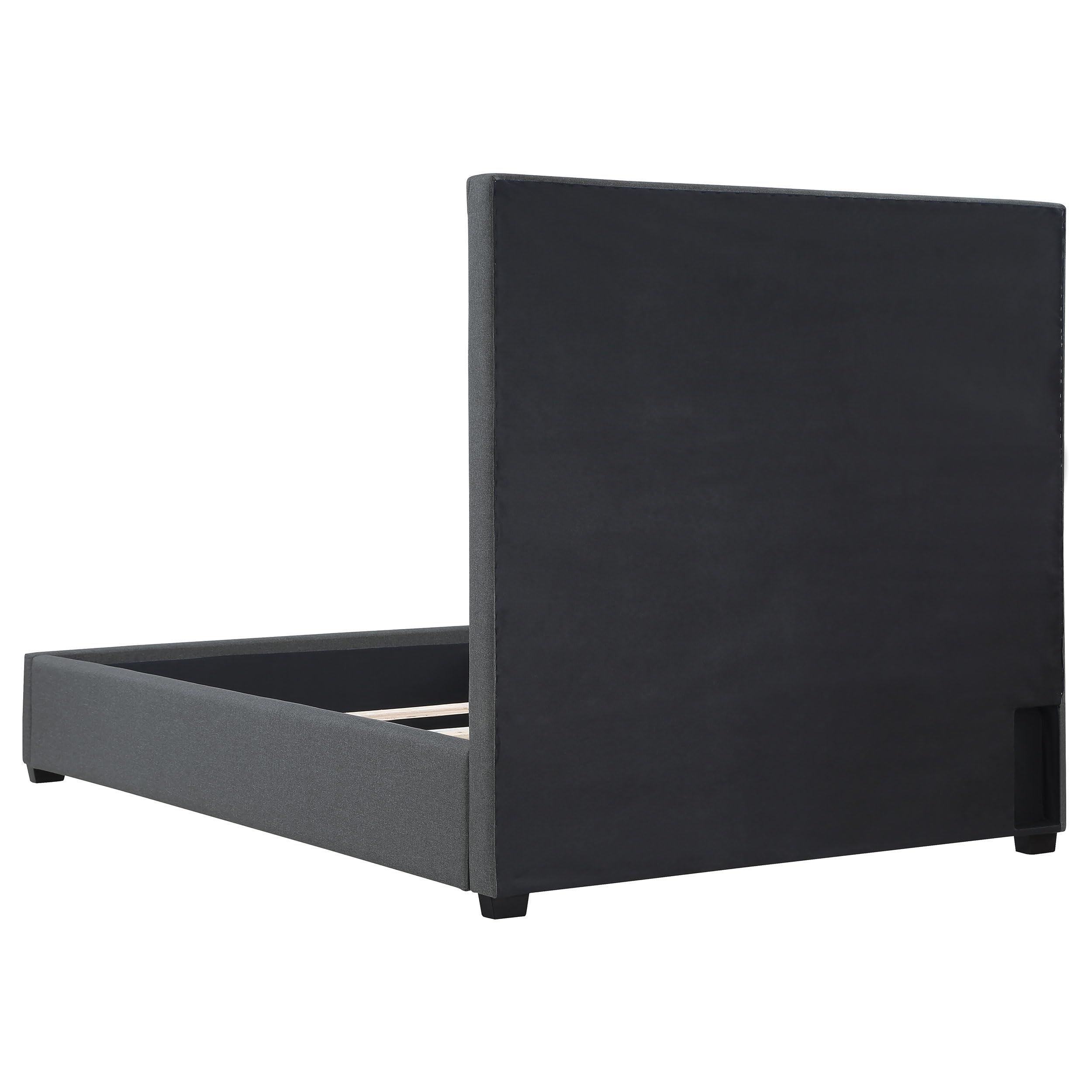 Bowfield Upholstered Bed with Nailhead Trim Charcoal, Eastern King
