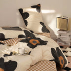 Clothknow Sunflower Comforter Sets Twin White Grey Bedding Sets Pumpkin Grid Bedding Comforter Sets 3Pcs Bed Comforter Sets With 2 Pillowcases