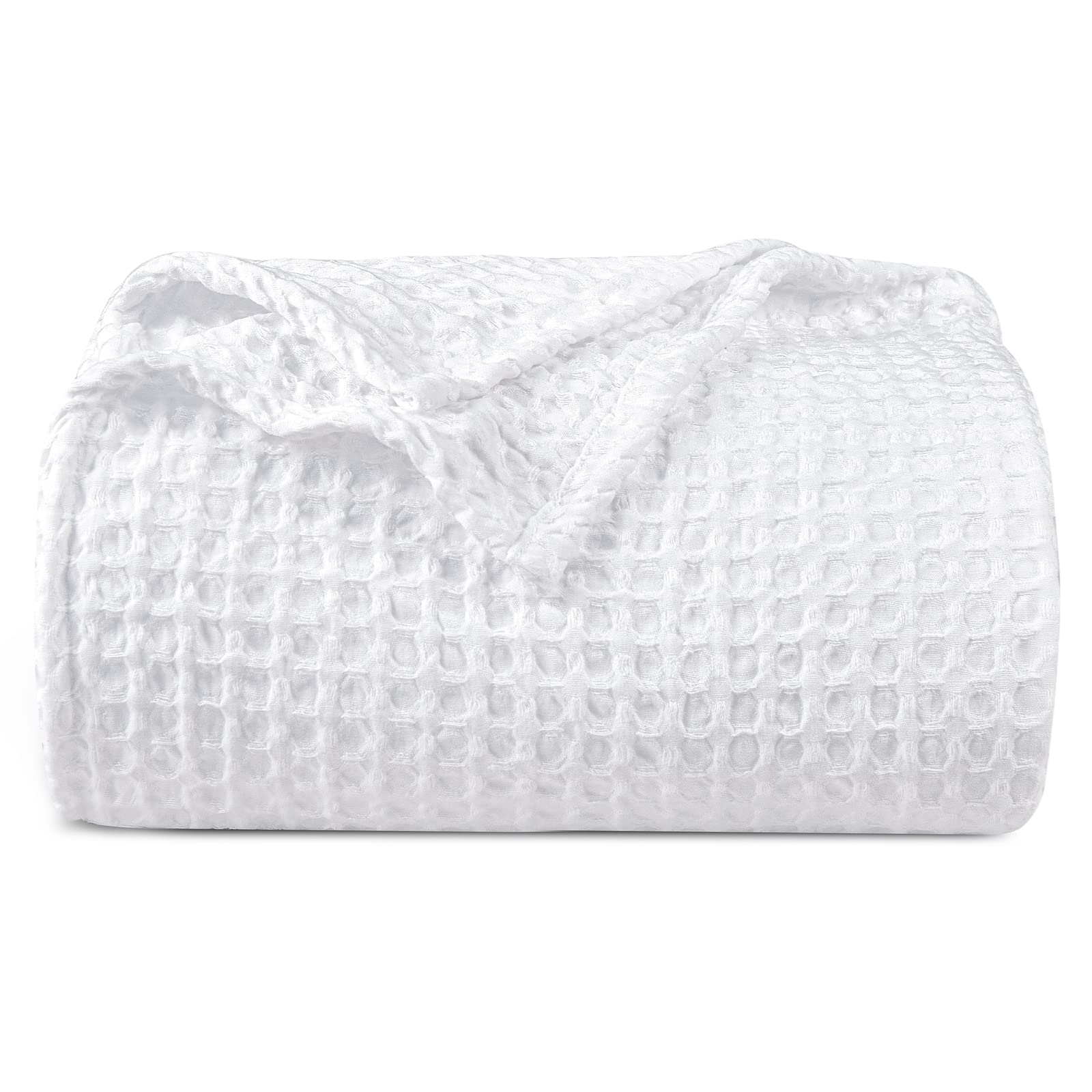 Phf Ultra Soft Waffle Weave Blanket King Size 104'X 90'- Washed Lightweight Breathable Cozy Woven Blanket For Bed - Aesthetic Decor For Couch Bedding Sofa Home Car - White