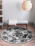 Unique Loom Sofia Collection Area Rug - Salle Garnier (10 Round, Black/ Ivory)