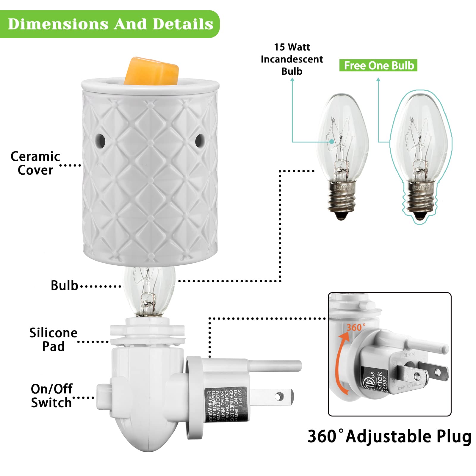 STAR MOON Ceramic Wax Melt Warmer YC-TLP-0001 White Night Light