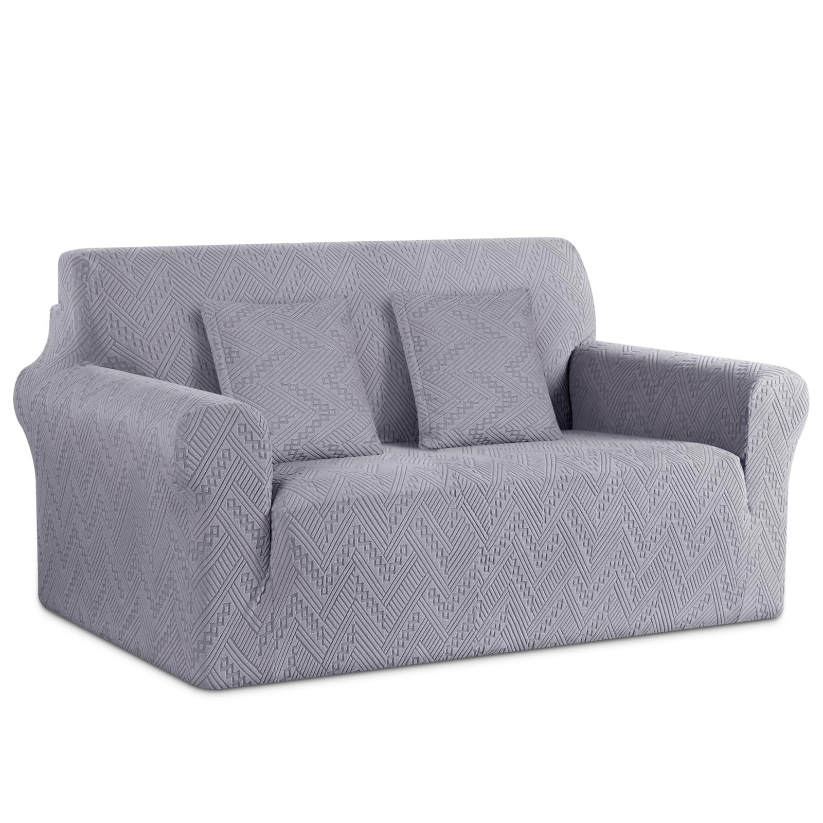 Ruaozz Stretch Loveseat Sofa Cover 1 Piece Couch Covers For 2 Cushion Couch Non Slip Loveseat Slipcover Soft Jacquard Furniture