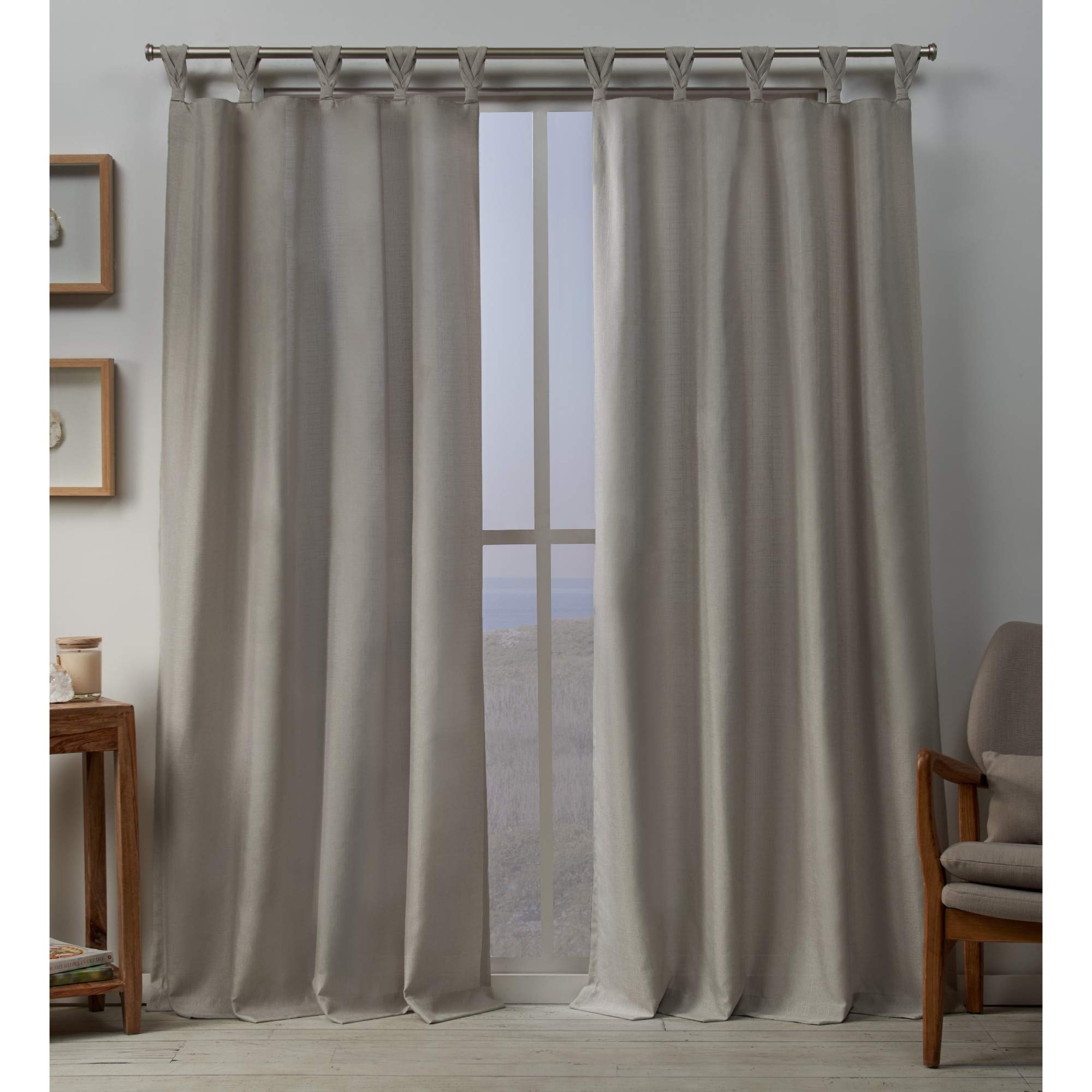 Exclusive Home Loha Linen Braided Tab Top Curtain Panel Pair, 54''x96'', Beige