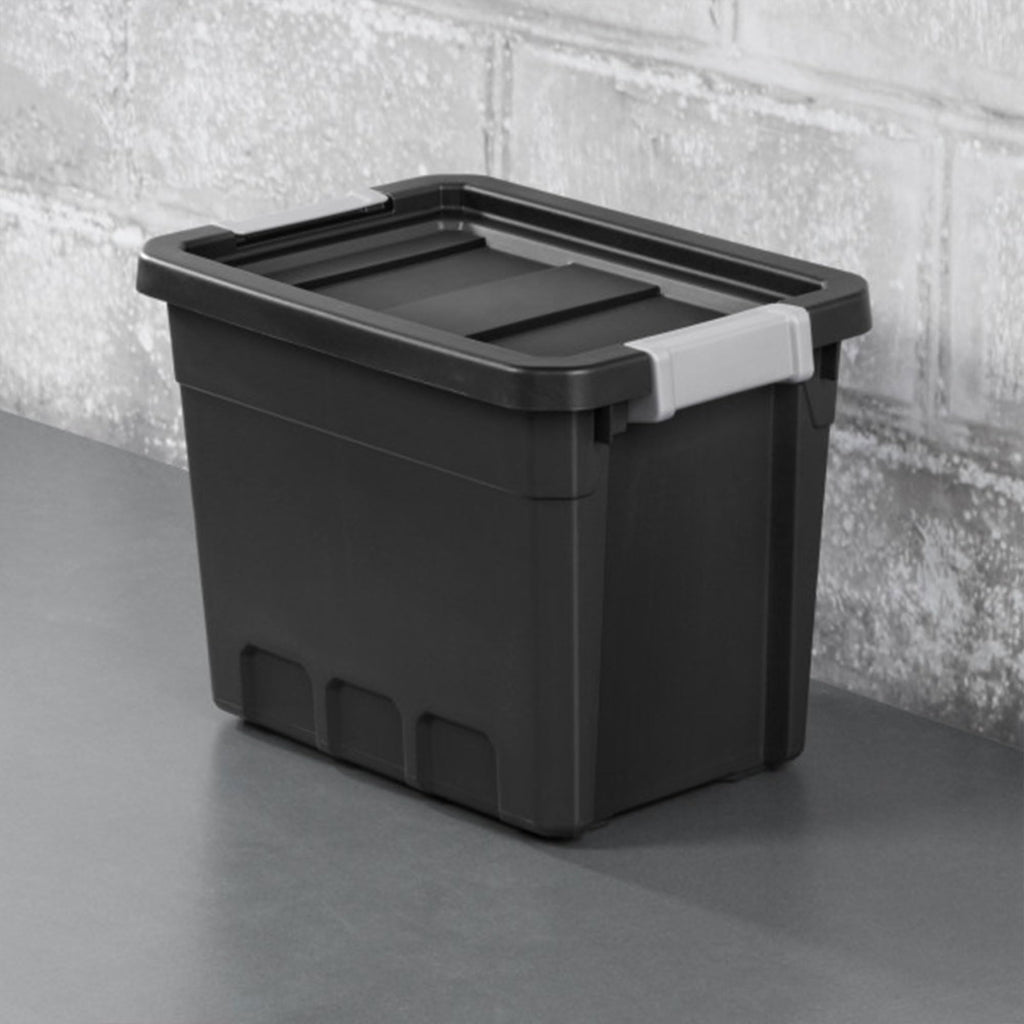Sterilite 7.5 Gallon Plastic Stacker Tote, Heavy Duty Lidded Storage Bin Container For Stackable Garage And Basement Organizatio