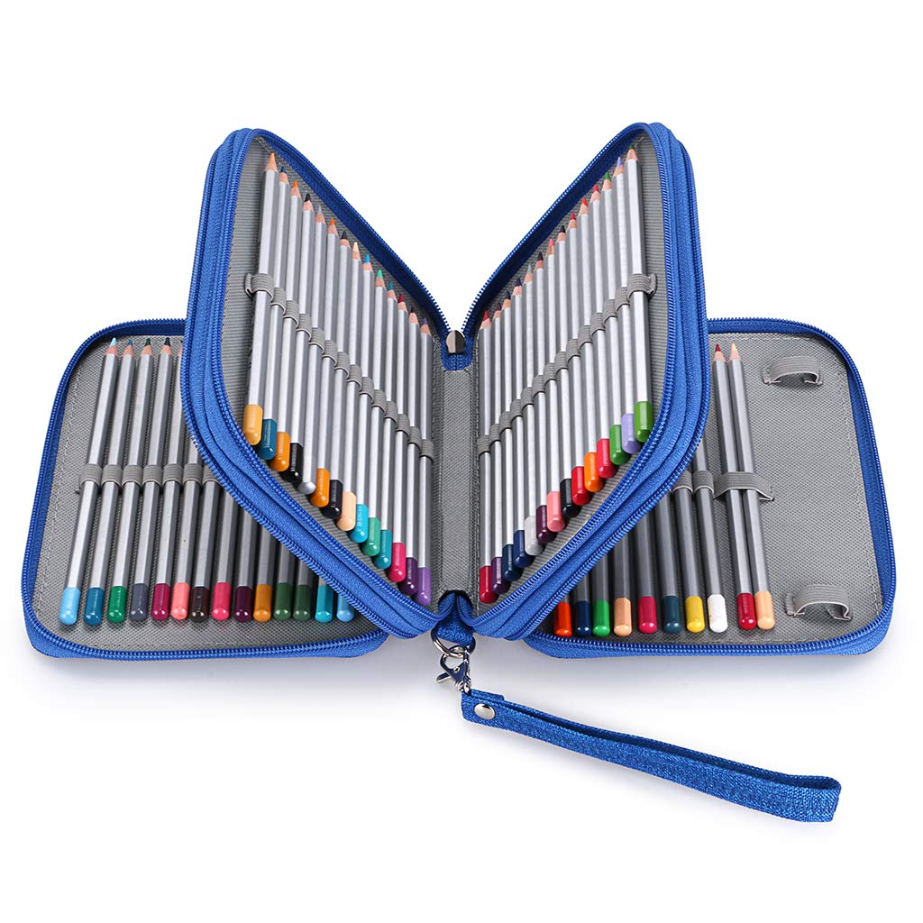 Btsky Zippered Pencil Case-Canvas 72 Slots Handy Pencil Holders For For Prismacolor Watercolor Pencils, Crayola Colored Pencils,