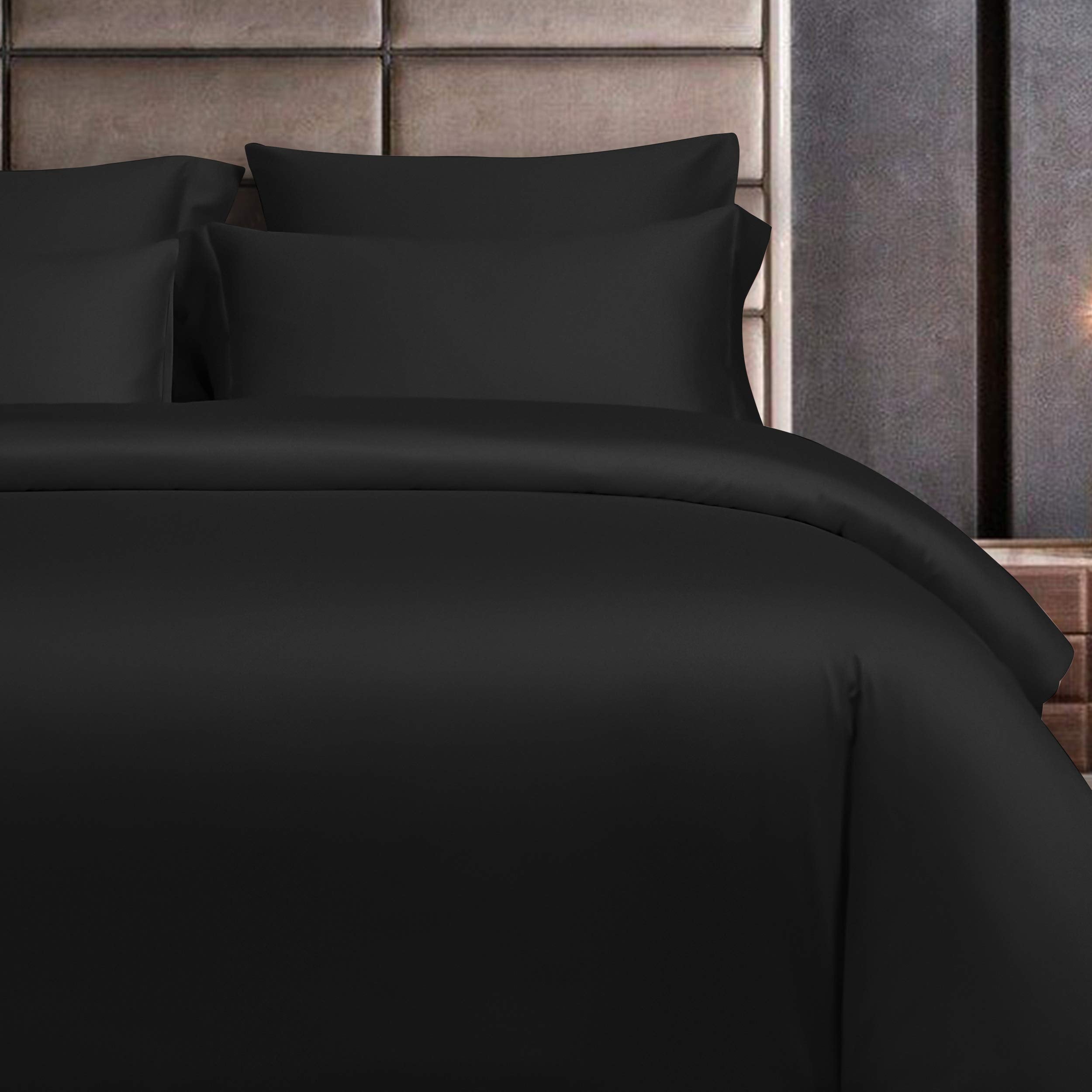 Ntbay 2 Pack 500 Thread Count 100% Egyptian Cotton Queen Pillow Shams, Super Soft And Breathable Oxford Pillowcases For Bed, 20X30 Inches, Black