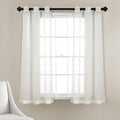 Lush Decor Farmhouse Textured Grommet Sheer Window Curtain Panel Pair, 38'W X 63'L, White