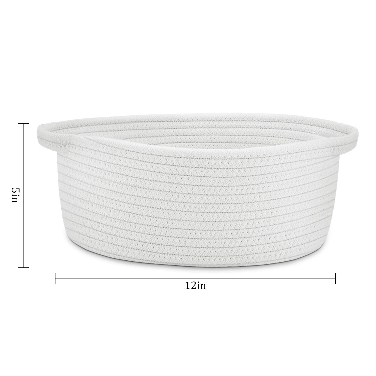 ?2 Pack ?Abenkle Small Woven Basket, 12'X 8' X 5' Cute Small Basket, Rope Room Shelf Storage Basket, Cat Dog Toys Basket Ches
