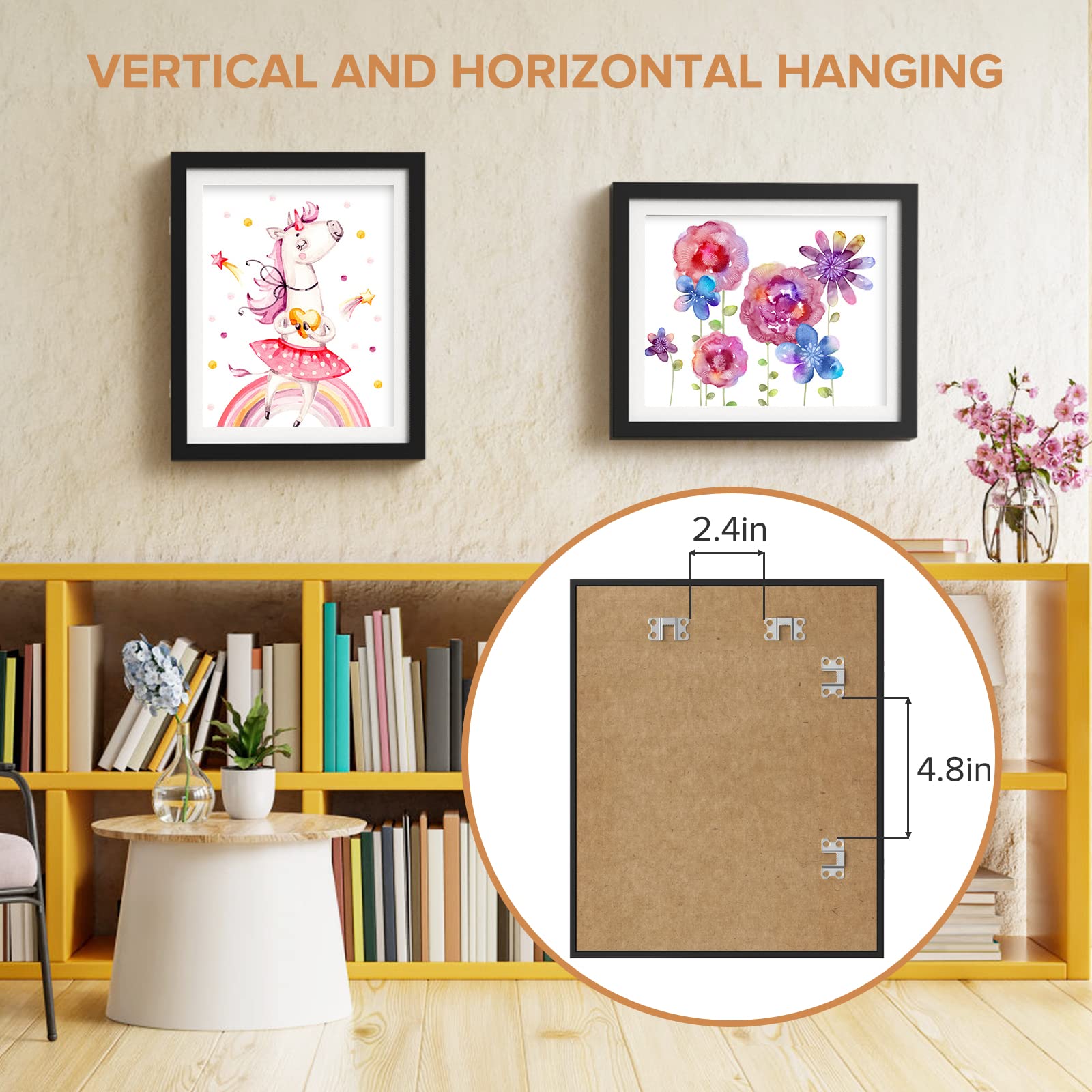 AFEION 2 Pack Kids Art Frames, Changeable 8x10.5 & 9x12, Black Front Opening, Holds 50 Pcs Crafts & Art Projects