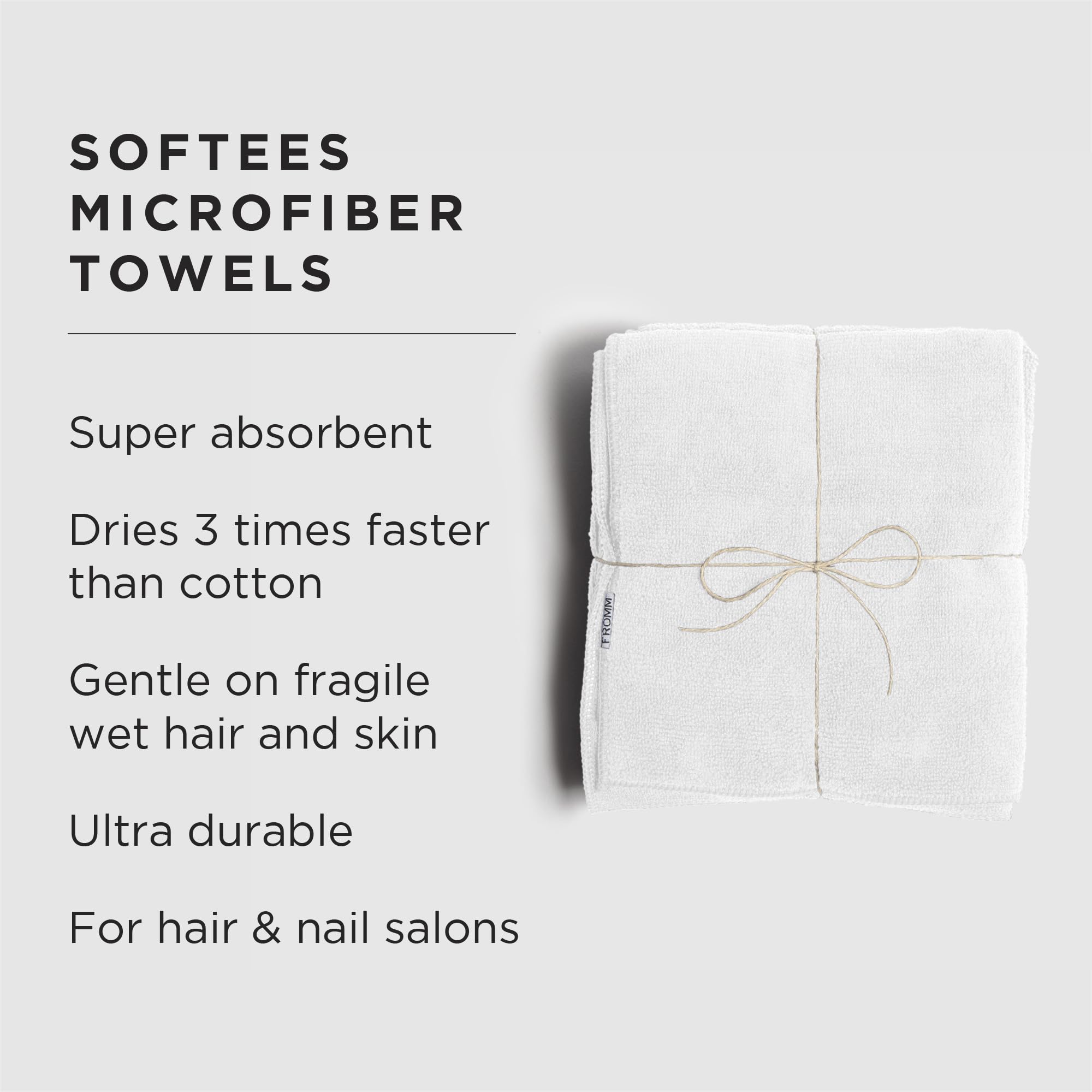 Fromm Softees Microfiber Salon Hair Towels For Hairstylists, Barbers, Spa, Gym In White, 16' By 29', 10 Count Perfect Hair Car