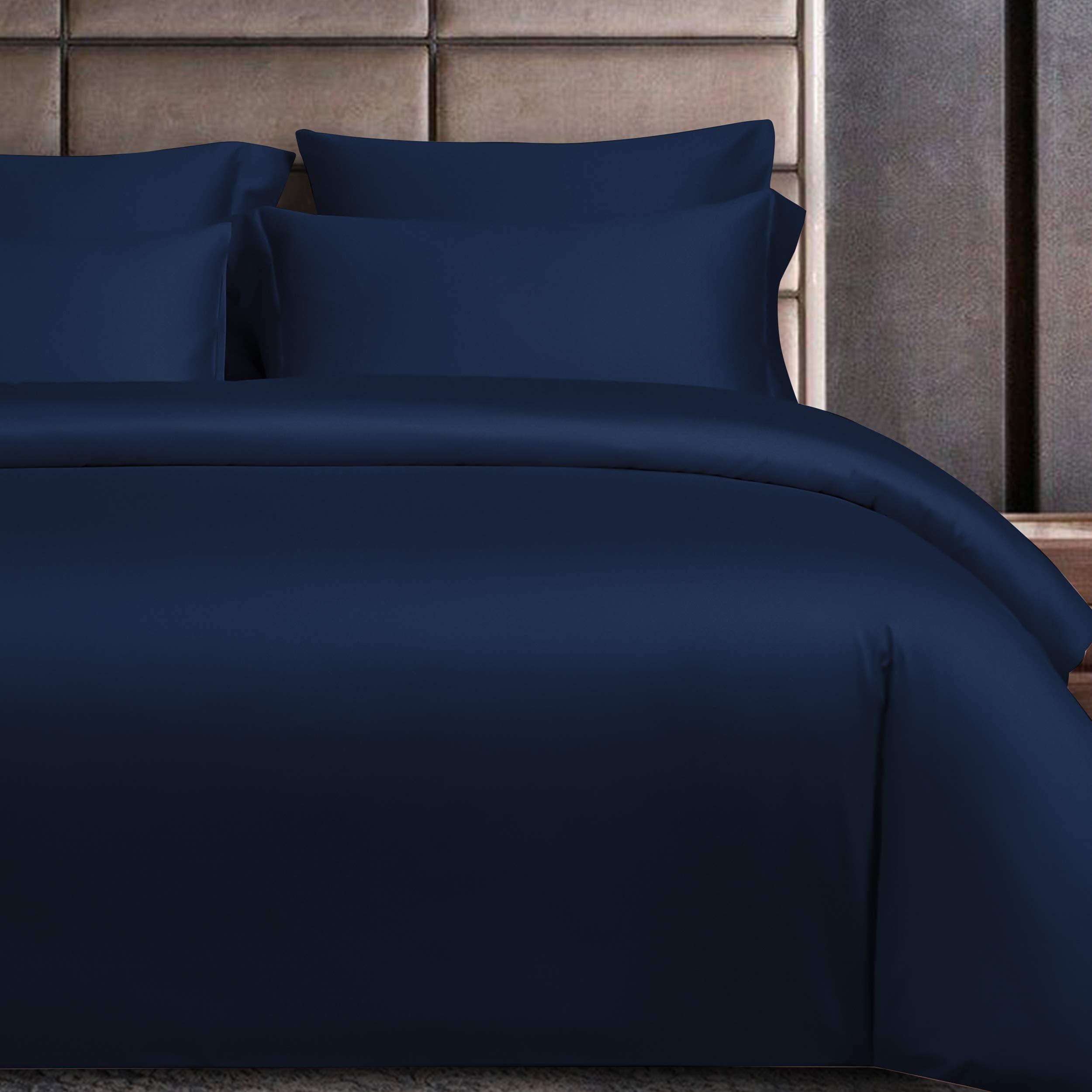 Ntbay 2 Pack 500 Thread Count 100% Egyptian Cotton Queen Pillow Shams, Super Soft And Breathable Oxford Pillowcases For Bed, 20X30 Inches, Navy Blue