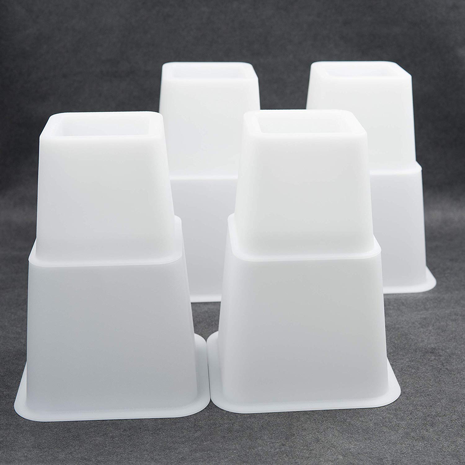 HomeRoots Adjustable Bed Furniture Risers, Heavy Duty Plastic 3', 5' or 8' White Risers for for Bed and Sofa - Set of 4 - Holds up to 1300LB