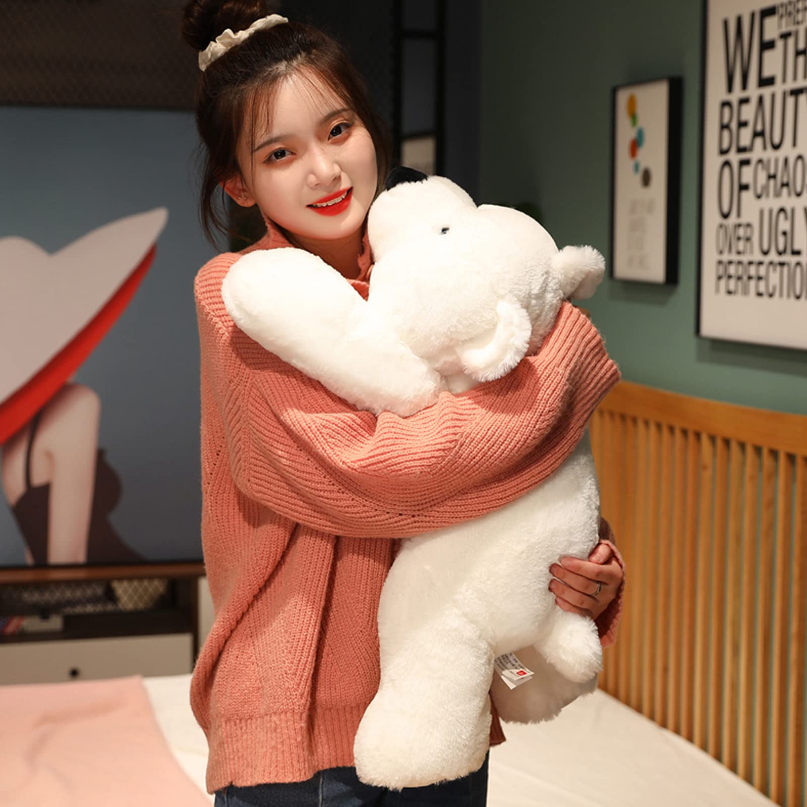 Ronivia Weighted Stuffed Animals, Weighted Bear Stuffed Animal Toy Cute White Bear Plush Pillow Weighted Plush Animals Toy, 11.8