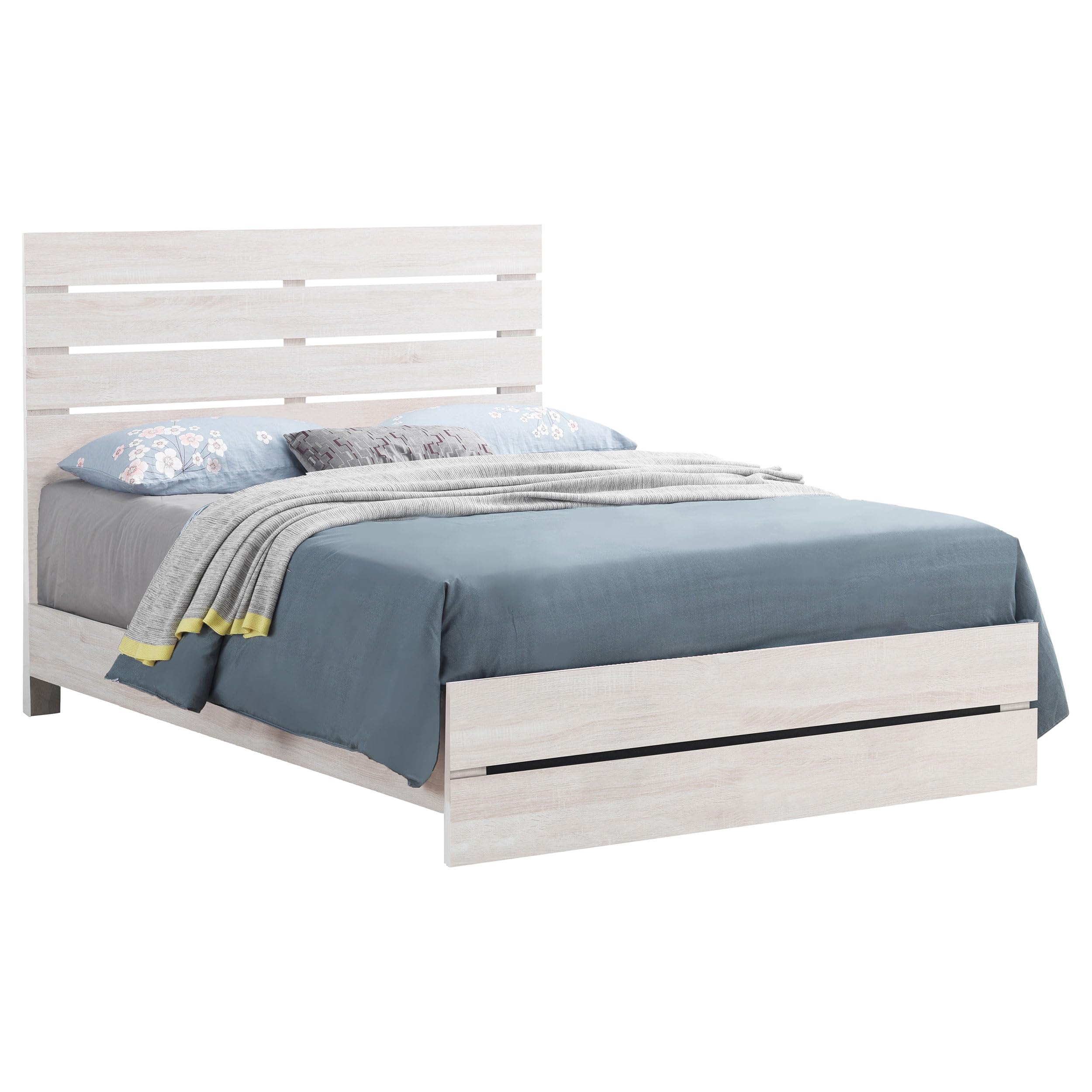 Coaster Home Furnishings Brantford Farmhouse Wood Queen Size Panel Bed Frame 52-inch Headboard Coastal White 207051Q