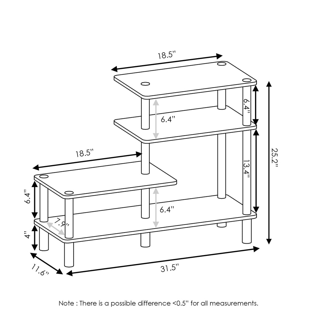 Furinno Turn-N-Tube 3-Tier Side Display Rack, Espresso/Black