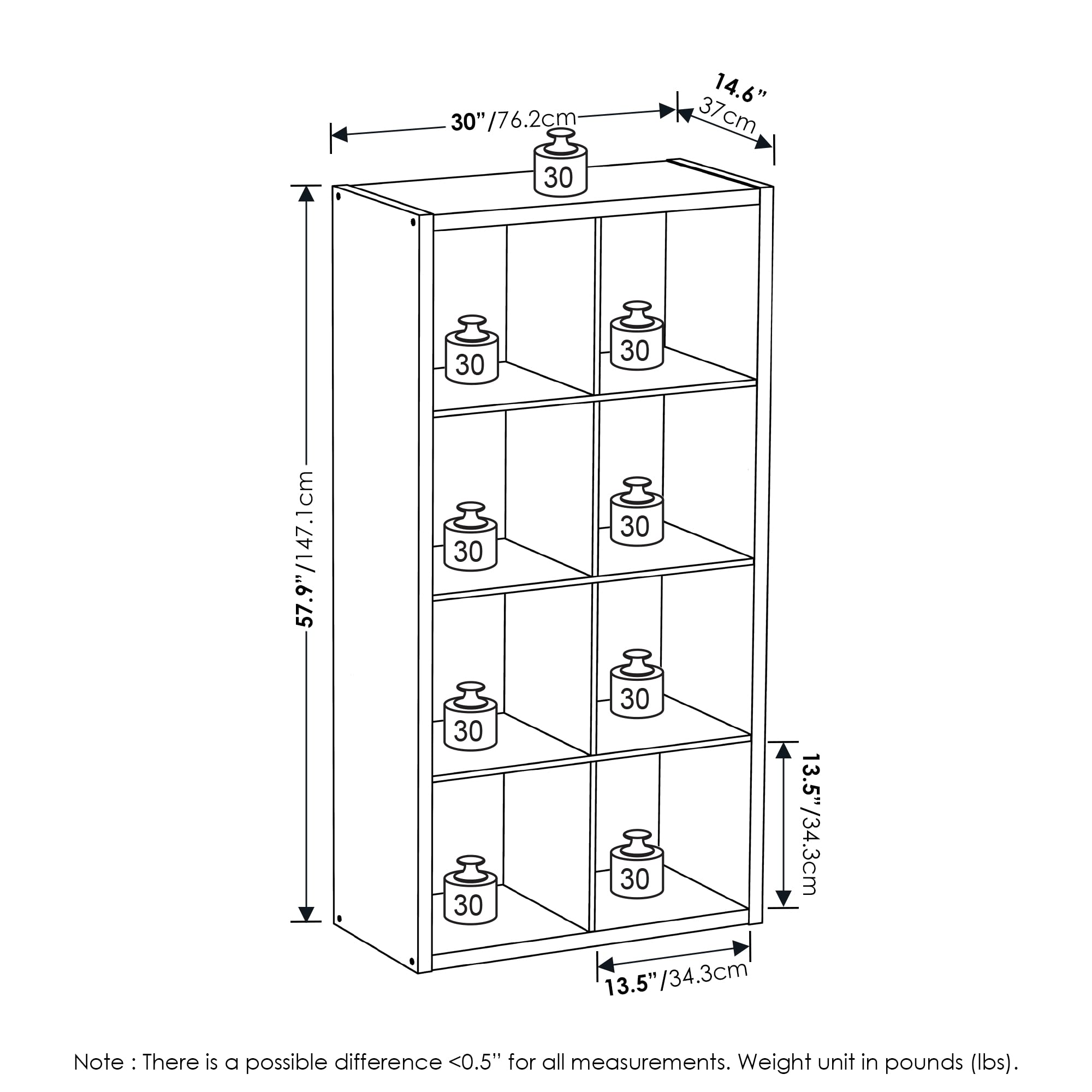 Furinno 8-Cube Open Back Decorative Storage Organizer, White - Stylish and Functional Cube Shelf for Home or Office