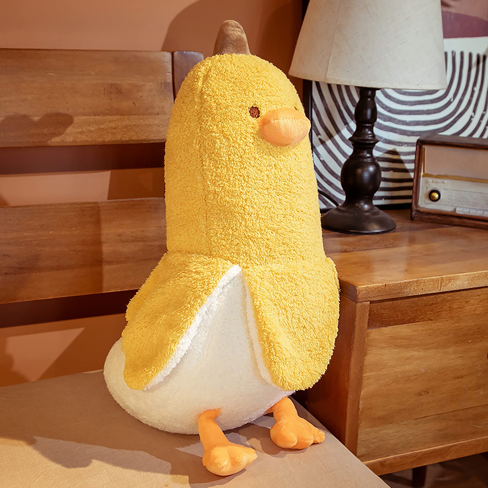 Peach Cat Banana Duck Plush Toy Cute Plushie Hugging Plush Pillow Duck Stuffed Animal For Girls And Boys Yellow 19.7'