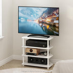 Furinno 4-Tier Petite TV Stand for 32 Inch TVs, Easy Assembly, White/White Finish